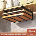 Kitchen Hanging Organizer Rack Under Cupboard with Hooks Paper Towel Rags Cutting Board Pot Cover Storage Holder