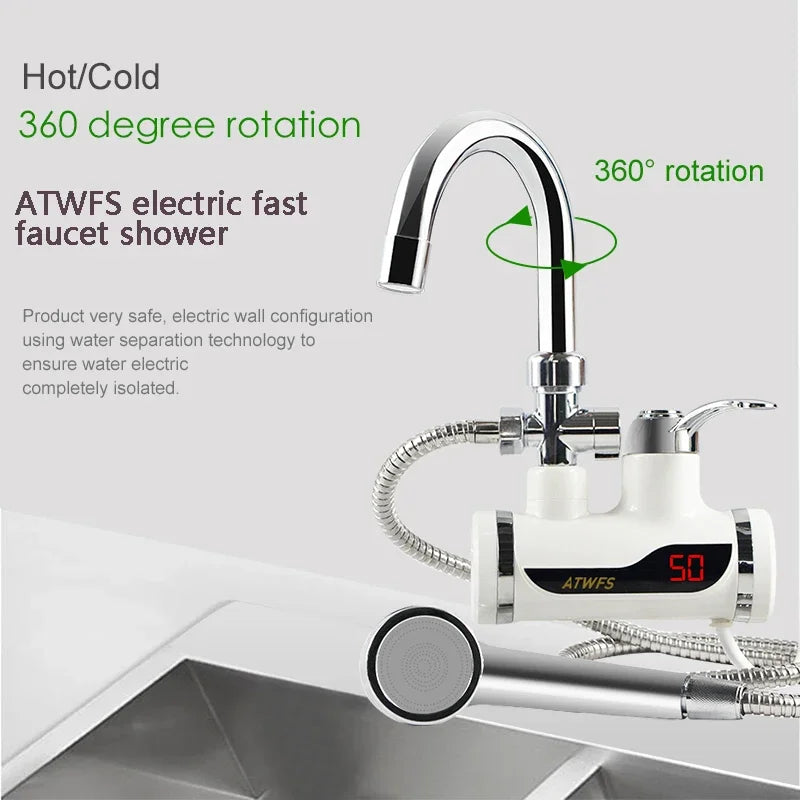 Electric Instant Shower Water Heater Instant Hot Water Faucet Kitchen Electric Tap Water Heating Instantaneous Heater