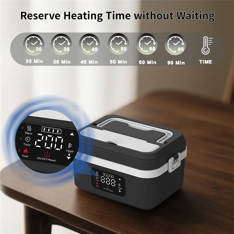 B13C Electric Heated Lunch Box Cordless Rechargeable Lunch Box With 8000Mah Battery Battery Powered Food Warmers