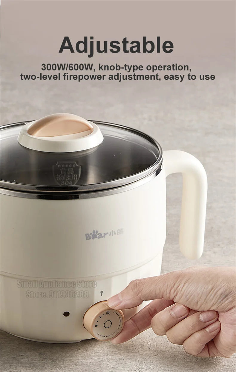 Bear Multifunction Electric Cooking Pot Stainless Steel Single/Double Layer Hot Pot Household 1-2 People Electric Rice Cooker