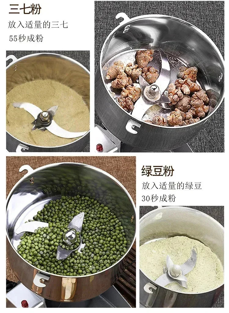 220V 800g 1400W Stainless Steel Grains Spice Crusher Household Electric Medicinal Material Crusher Ultra-fine Soybean Grinder