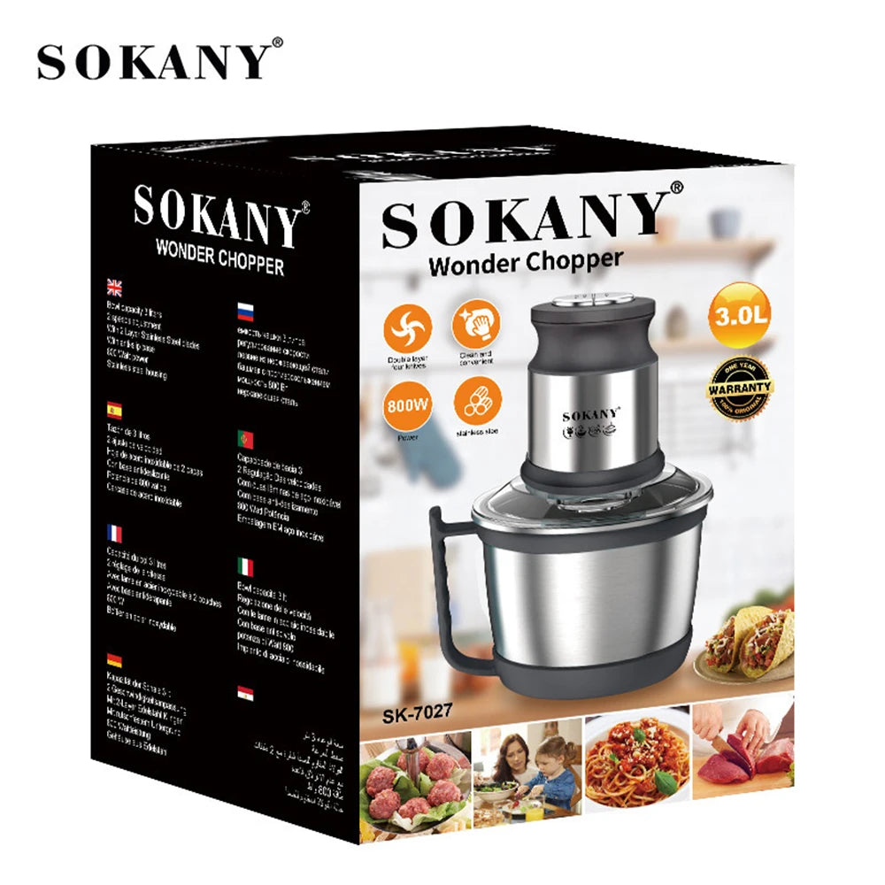 800W 3L Meat Grinder Electric Stainless Steel Blender Mixer Machine for Kitchen Food Processors Chopper Meat Mincer 220V