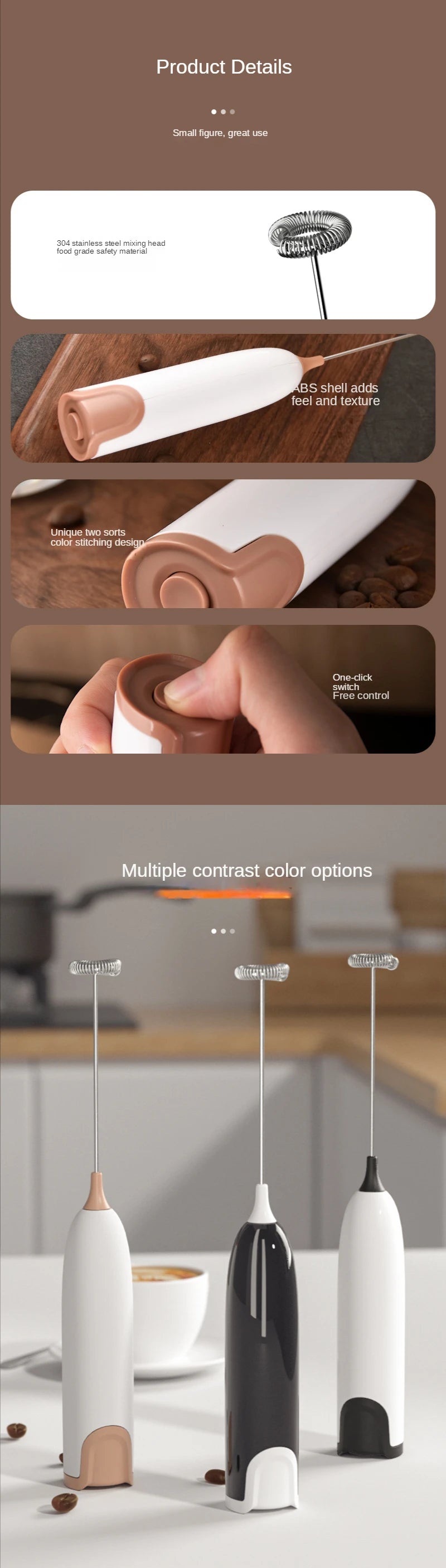 Electric Milk Frother Kitchen Drink Foamer Mixer Stirrer Coffee Cappuccino Creamer Whisk Frothy Blend Whisker Egg Beater