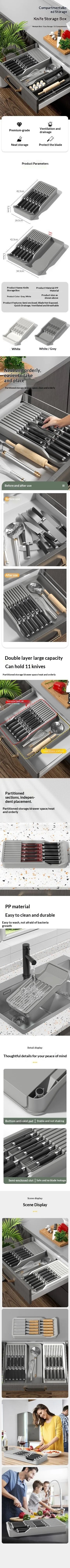 Kitchen Tools Kitchen Drawer Organizer Multi Functional Drip Tray Rack Storage Shelf Divider Plastic Knife Box Knife Holder